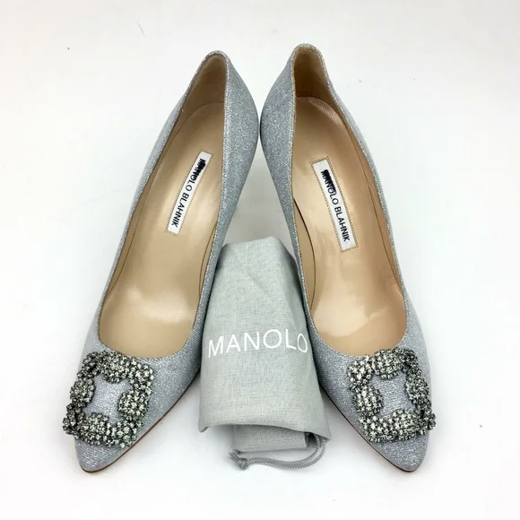 MANOLO BLAHNIK Hangisi Jeweled Pointed Toe Pump - Picture 7 of 13